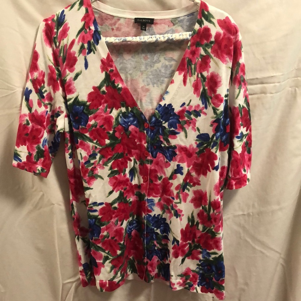 Talbots floral short sleeve sweater